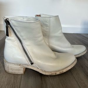 Women’s Frye White Zipper Ankle Boots